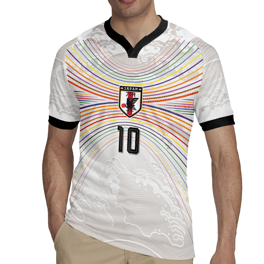 Custom Japan Football Rugby Jersey Traditional Japanese Waves Rainbow Sashiko Effect