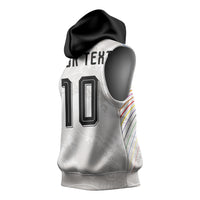 Custom Japan Football Sleeveless Hoodie Traditional Japanese Waves Rainbow Sashiko Effect