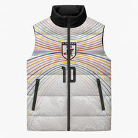 Custom Japan Football Sleeveless Puffer Jacket Traditional Japanese Waves Rainbow Sashiko Effect
