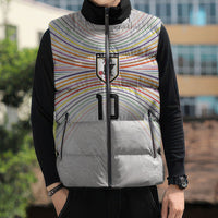 Custom Japan Football Sleeveless Puffer Jacket Traditional Japanese Waves Rainbow Sashiko Effect