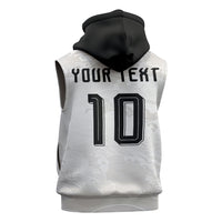 Custom Japan Football Sleeveless Zip Hoodie Traditional Japanese Waves Rainbow Sashiko Effect