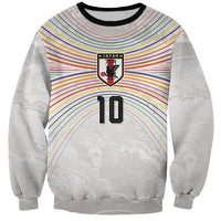 Custom Japan Football Sweatshirt Traditional Japanese Waves Rainbow Sashiko Effect