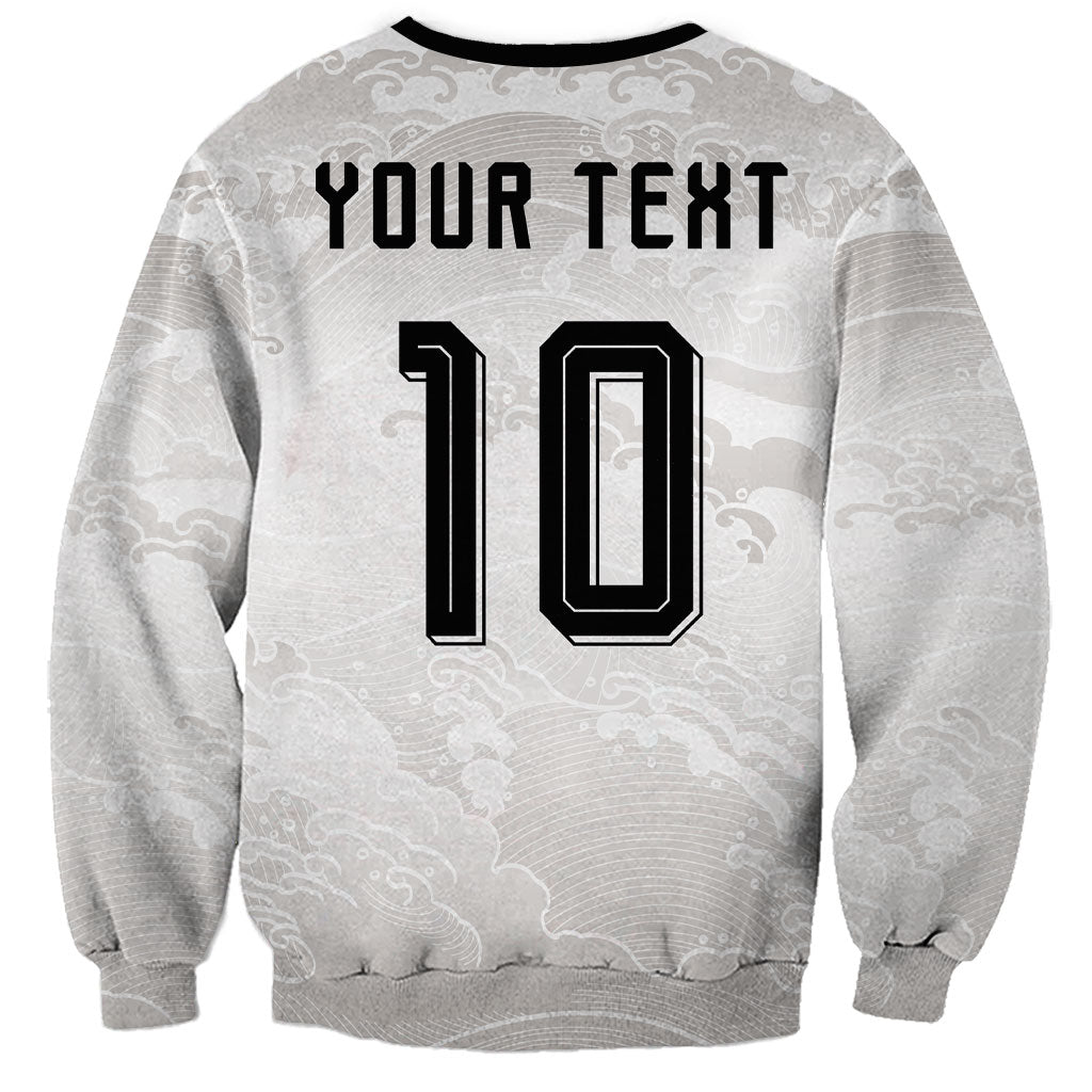 Custom Japan Football Sweatshirt Traditional Japanese Waves Rainbow Sashiko Effect