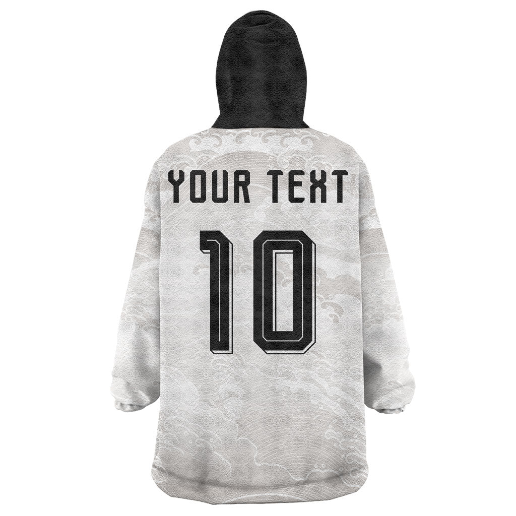 Custom Japan Football Wearable Blanket Hoodie Traditional Japanese Waves Rainbow Sashiko Effect
