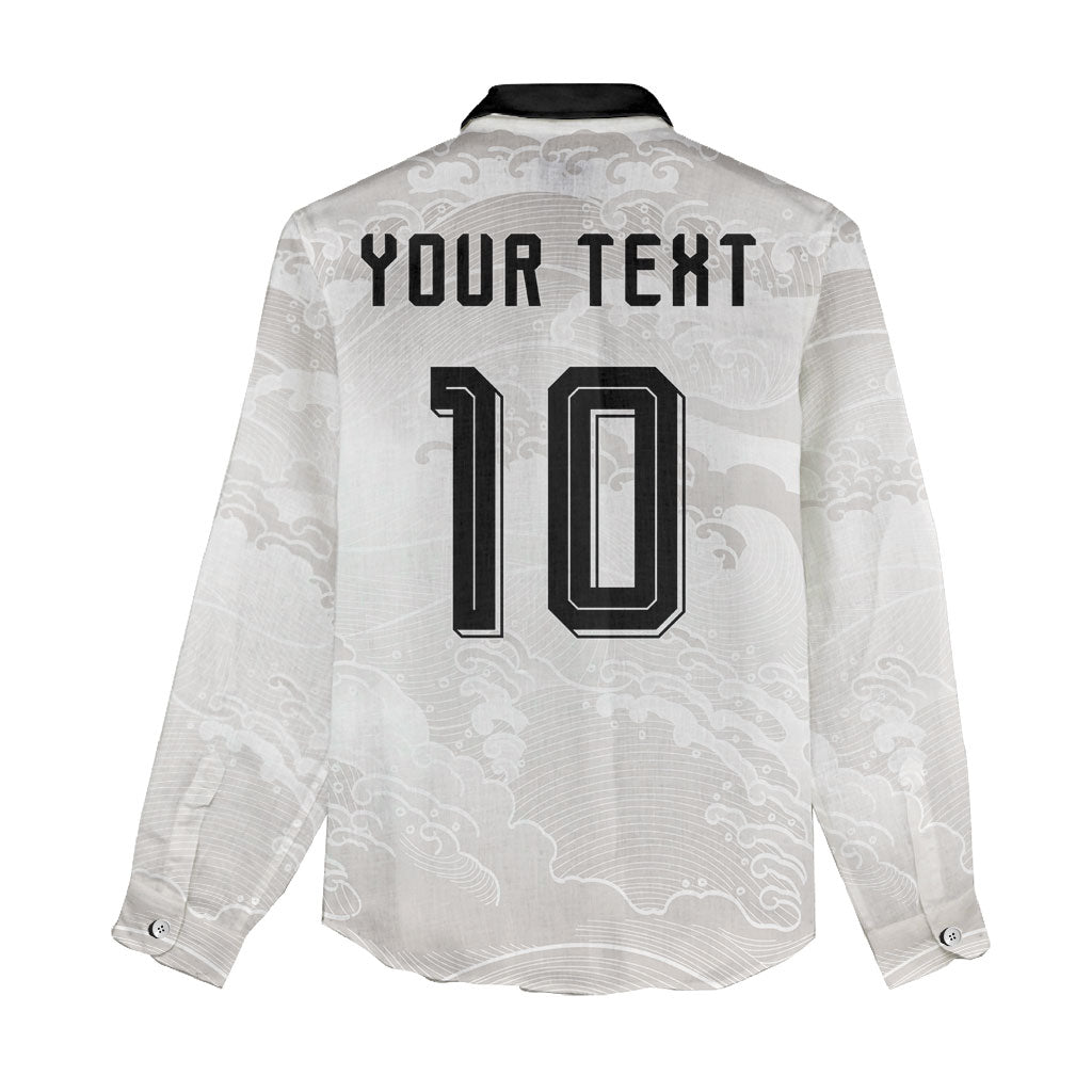 Custom Japan Football Women Casual Shirt Traditional Japanese Waves Rainbow Sashiko Effect