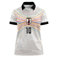 Custom Japan Football Women Polo Shirt Traditional Japanese Waves Rainbow Sashiko Effect