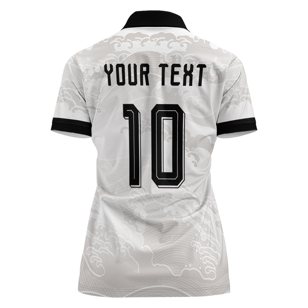 Custom Japan Football Women Polo Shirt Traditional Japanese Waves Rainbow Sashiko Effect