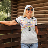 Custom Japan Football Women Polo Shirt Traditional Japanese Waves Rainbow Sashiko Effect
