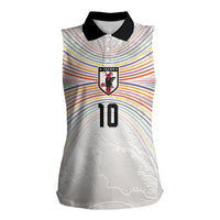 Custom Japan Football Women Sleeveless Polo Shirt Traditional Japanese Waves Rainbow Sashiko Effect