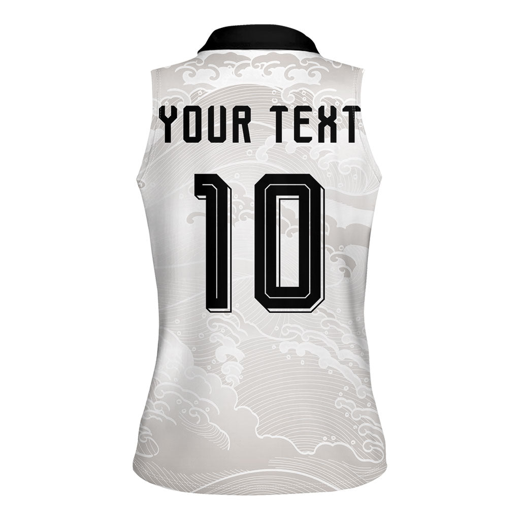 Custom Japan Football Women Sleeveless Polo Shirt Traditional Japanese Waves Rainbow Sashiko Effect