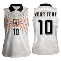 Custom Japan Football Women Sleeveless Polo Shirt Traditional Japanese Waves Rainbow Sashiko Effect