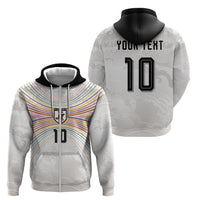 Custom Japan Football Zip Hoodie Traditional Japanese Waves Rainbow Sashiko Effect