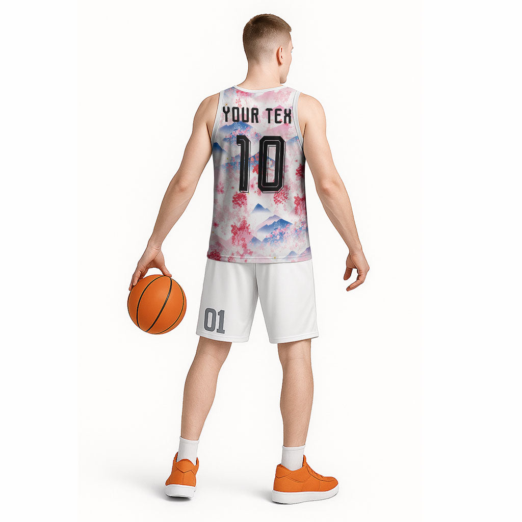 Custom Japan Football Basketball Jersey Cherry Blossom Mount Fuji Asian Dragon Graphic