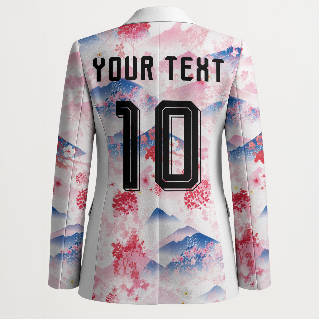 Custom Japan Football Blazer Cherry Blossom Mount Fuji Asian Dragon Graphic