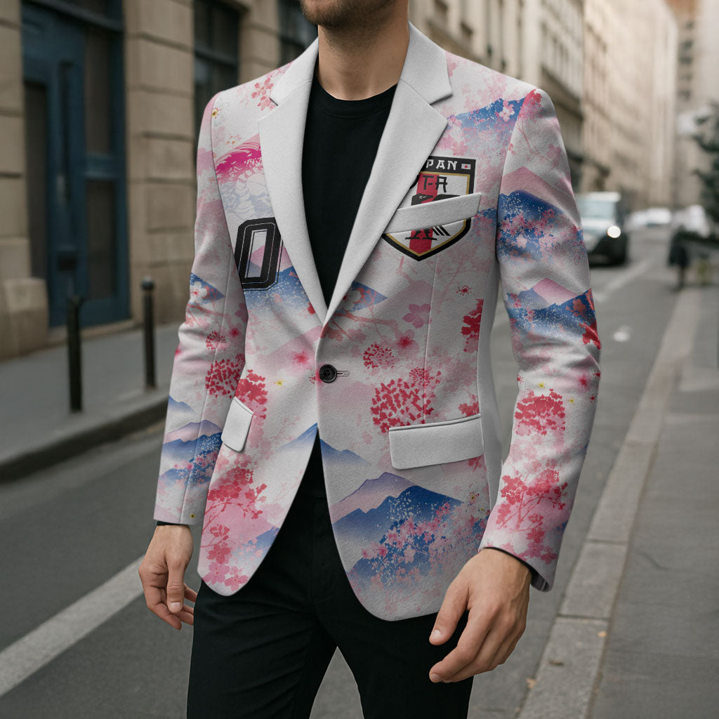 Custom Japan Football Blazer Cherry Blossom Mount Fuji Asian Dragon Graphic