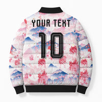 Custom Japan Football Bomber Puffer Jacket Cherry Blossom Mount Fuji Asian Dragon Graphic