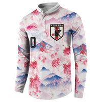Custom Japan Football Button Sweatshirt Cherry Blossom Mount Fuji Asian Dragon Graphic