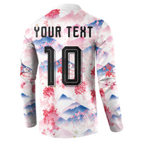 Custom Japan Football Button Sweatshirt Cherry Blossom Mount Fuji Asian Dragon Graphic