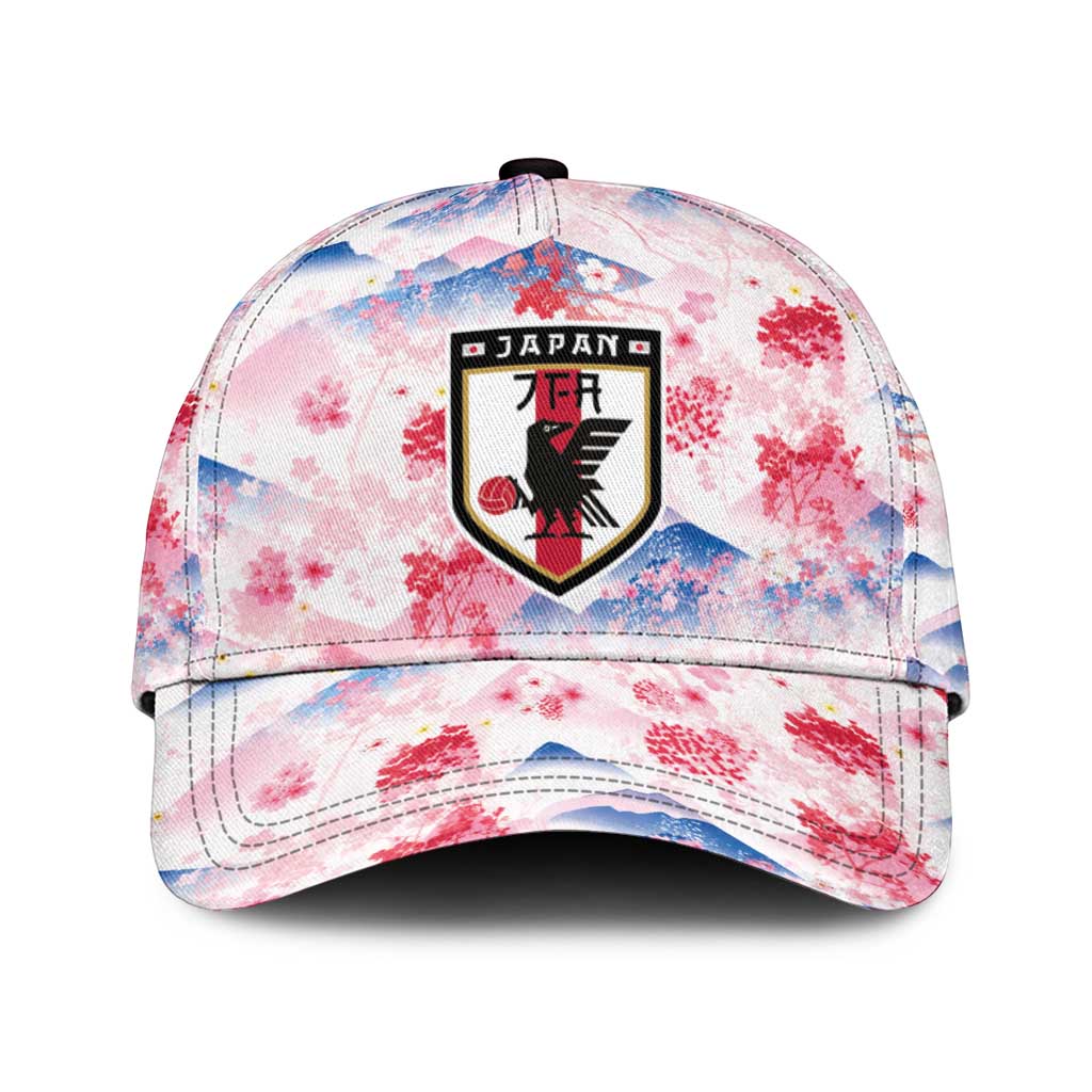 Japan Football Classic Cap Cherry Blossom Floral Mount Fuji with Asian Dragon Graphic