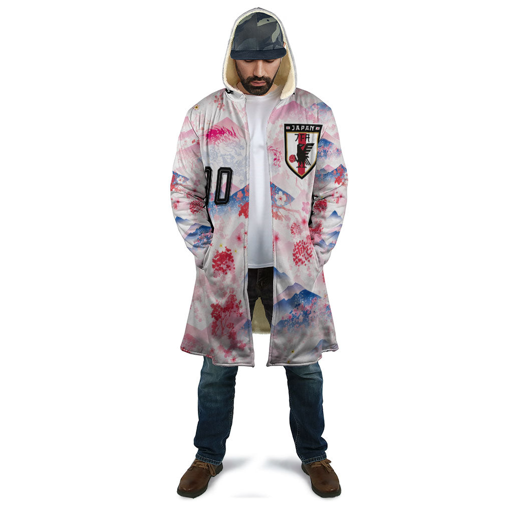 Custom Japan Football Cloak Cherry Blossom Mount Fuji Asian Dragon Graphic