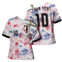 Custom Japan Football Cross Shoulder Shirt Cherry Blossom Mount Fuji Asian Dragon Graphic