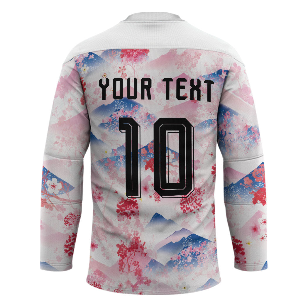 Custom Japan Football Hockey Jersey Cherry Blossom Mount Fuji Asian Dragon Graphic