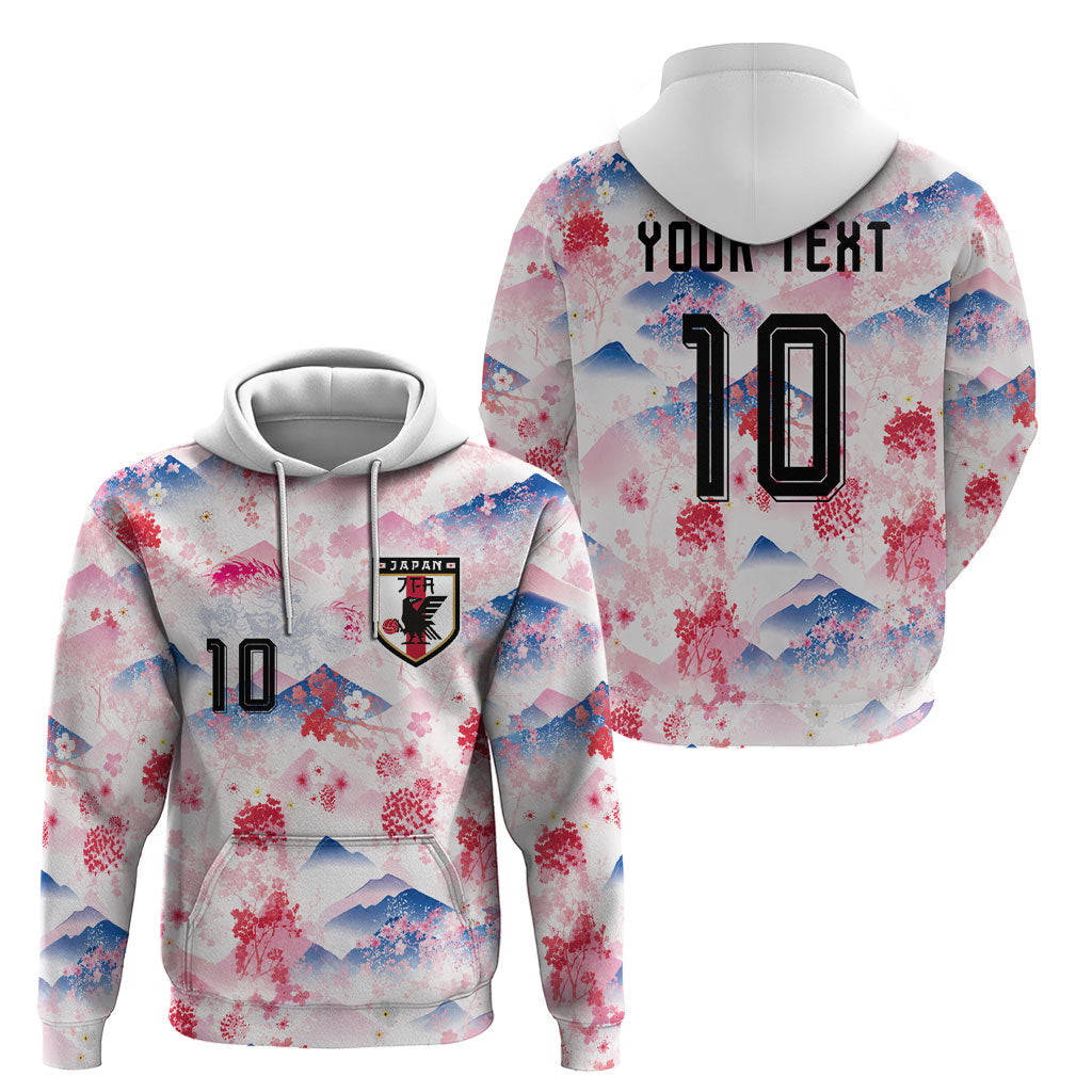 Custom Japan Football Hoodie Cherry Blossom Mount Fuji Asian Dragon Graphic