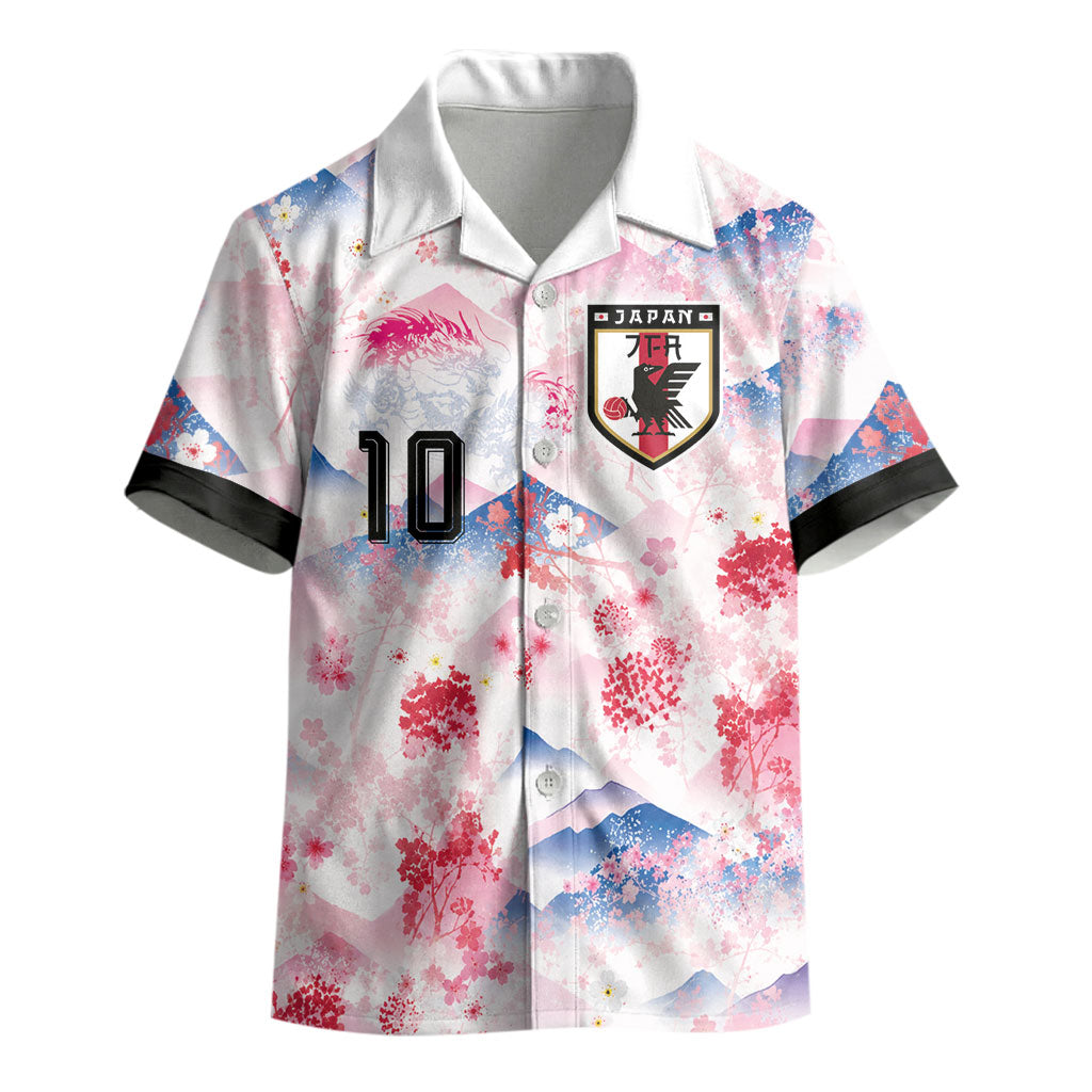 Custom Japan Football Kid Hawaiian Shirt Cherry Blossom Mount Fuji Asian Dragon Graphic