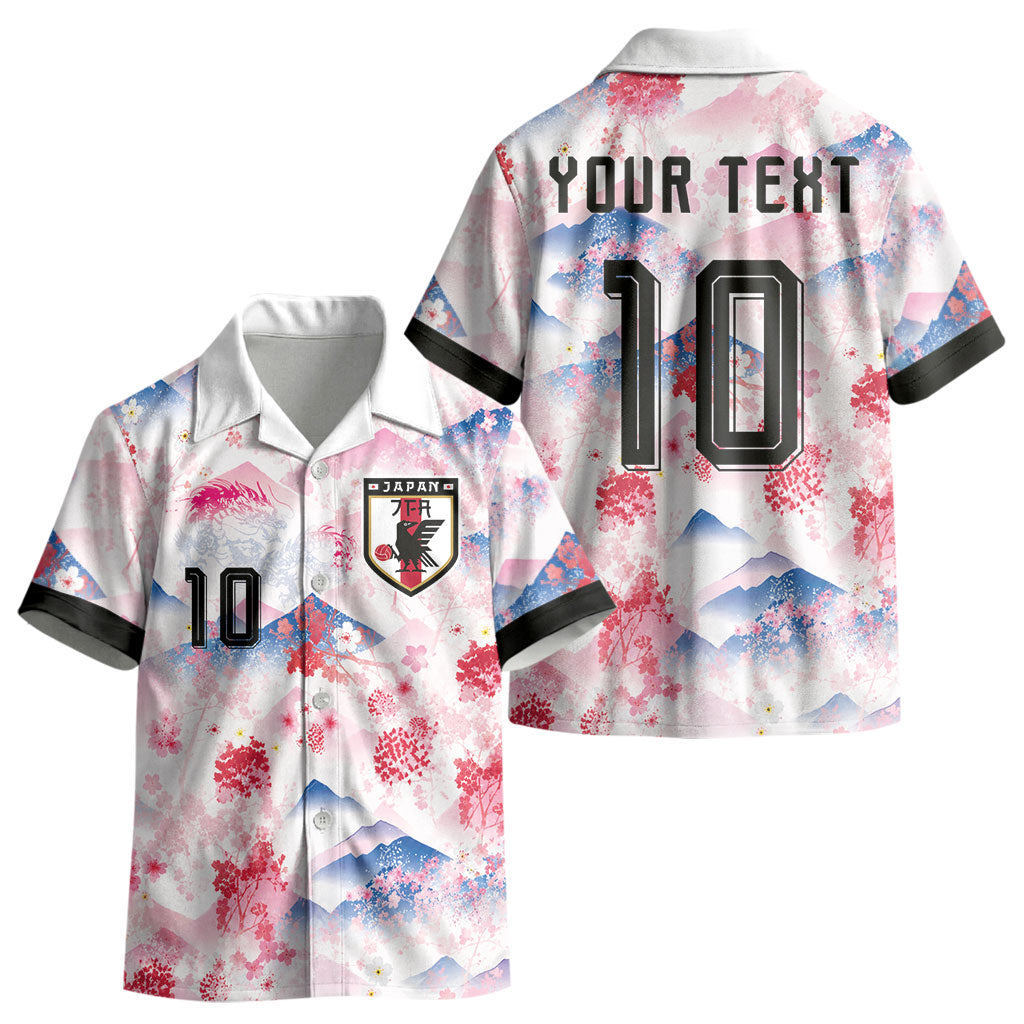 Custom Japan Football Kid Hawaiian Shirt Cherry Blossom Mount Fuji Asian Dragon Graphic