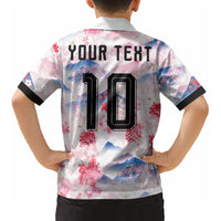 Custom Japan Football Kid Hawaiian Shirt Cherry Blossom Mount Fuji Asian Dragon Graphic