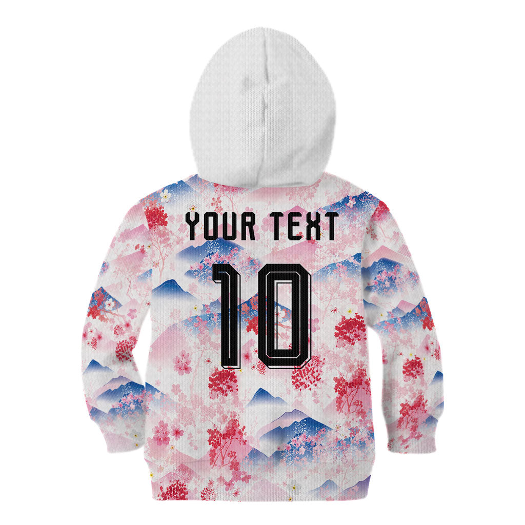 Custom Japan Football Kid Hoodie Cherry Blossom Mount Fuji Asian Dragon Graphic