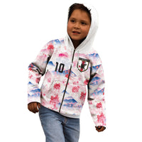 Custom Japan Football Kid Hoodie Cherry Blossom Mount Fuji Asian Dragon Graphic