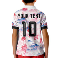 Custom Japan Football Kid Polo Shirt Cherry Blossom Mount Fuji Asian Dragon Graphic