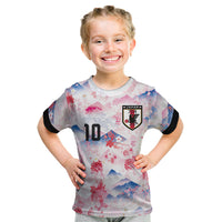 Custom Japan Football Kid T Shirt Cherry Blossom Mount Fuji Asian Dragon Graphic