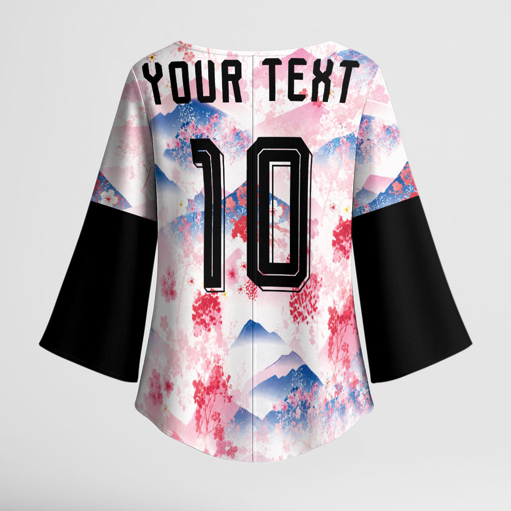 Custom Japan Football Kimono Sleeve Blouse Cherry Blossom Mount Fuji Asian Dragon Graphic