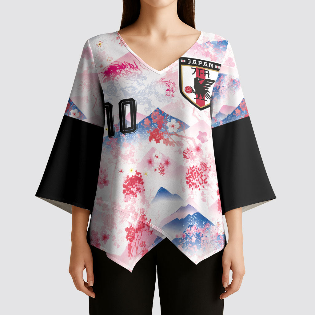 Custom Japan Football Kimono Sleeve Blouse Cherry Blossom Mount Fuji Asian Dragon Graphic