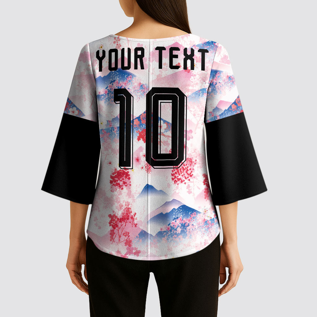 Custom Japan Football Kimono Sleeve Blouse Cherry Blossom Mount Fuji Asian Dragon Graphic