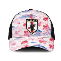 Japan Football Mesh Trucker Cap Cherry Blossom Floral Mount Fuji with Asian Dragon Graphic