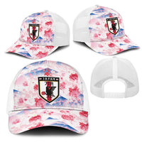 Japan Football Mesh Trucker Cap Cherry Blossom Floral Mount Fuji with Asian Dragon Graphic