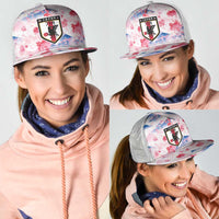 Japan Football Mesh Trucker Cap Cherry Blossom Floral Mount Fuji with Asian Dragon Graphic