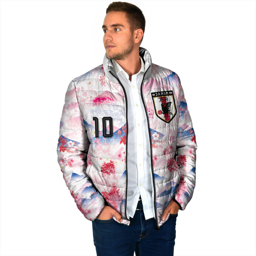 Custom Japan Football Padded Jacket Cherry Blossom Mount Fuji Asian Dragon Graphic