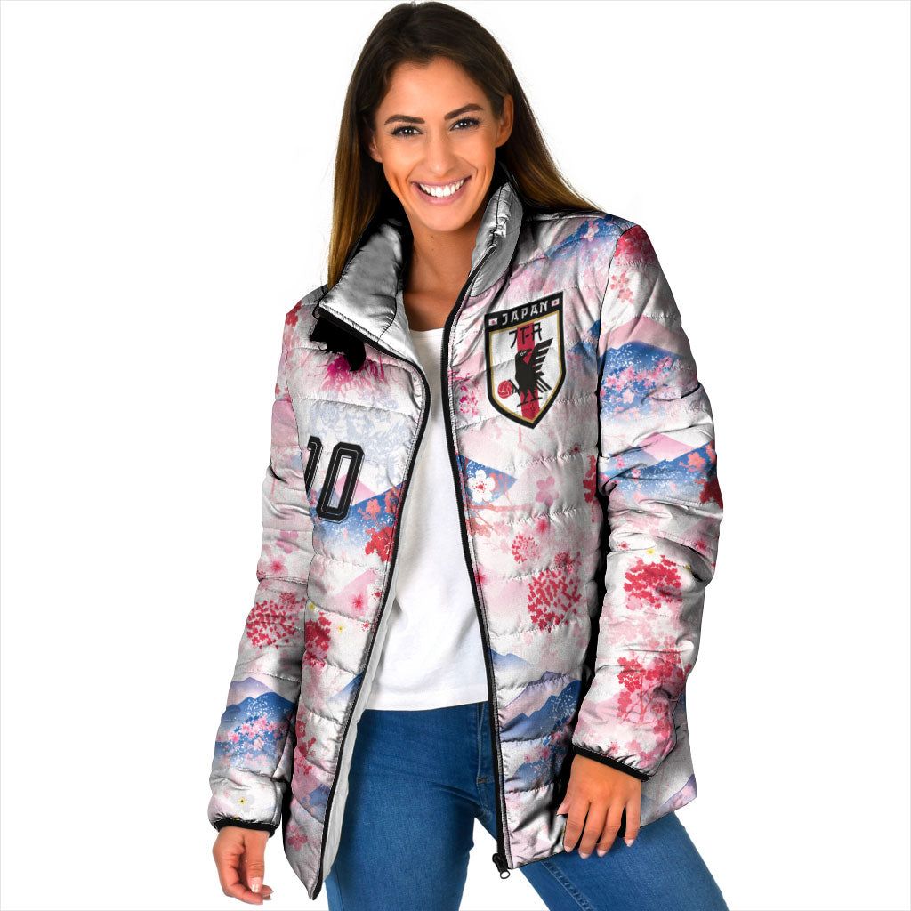 Custom Japan Football Padded Jacket Cherry Blossom Mount Fuji Asian Dragon Graphic