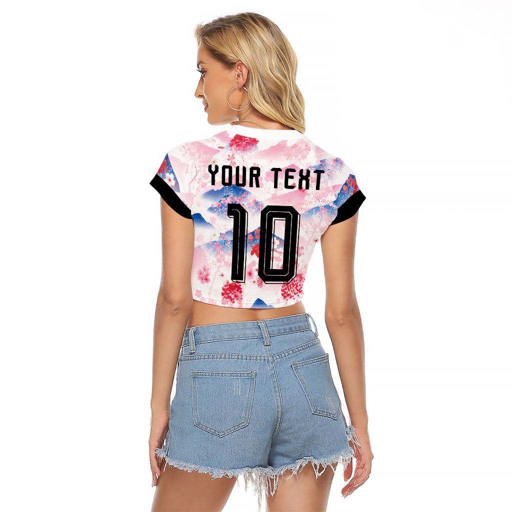 Custom Japan Football Raglan Cropped T Shirt Cherry Blossom Mount Fuji Asian Dragon Graphic