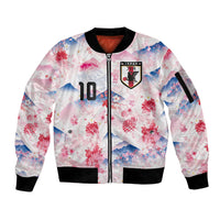 Custom Japan Football Sleeve Zip Bomber Jacket Cherry Blossom Mount Fuji Asian Dragon Graphic