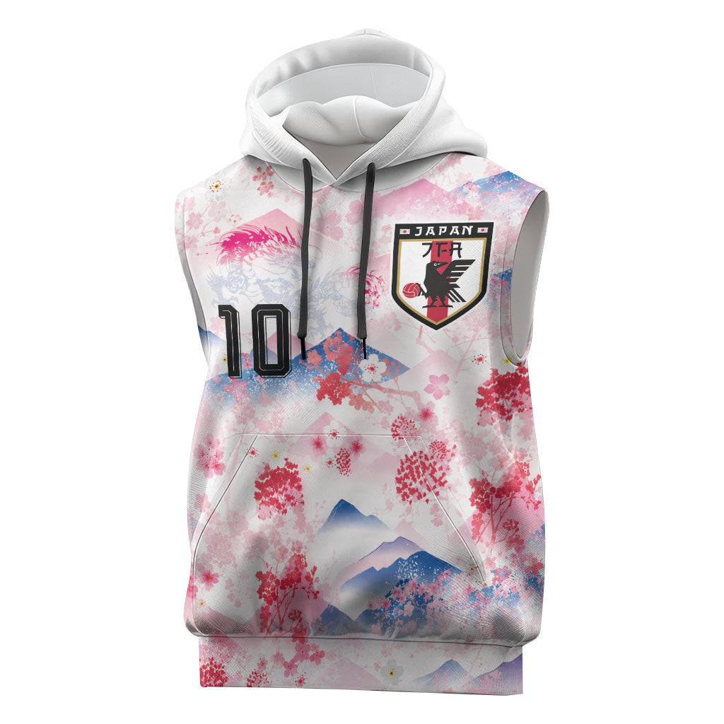 Custom Japan Football Sleeveless Hoodie Cherry Blossom Mount Fuji Asian Dragon Graphic