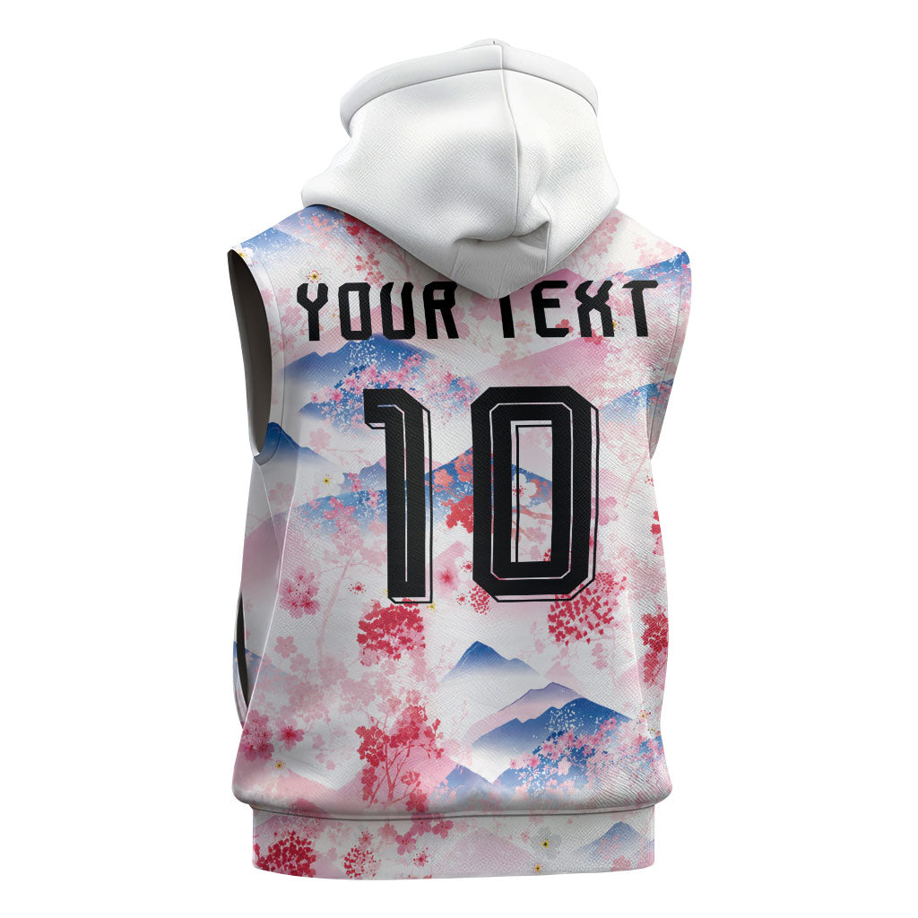 Custom Japan Football Sleeveless Hoodie Cherry Blossom Mount Fuji Asian Dragon Graphic