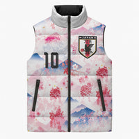Custom Japan Football Sleeveless Puffer Jacket Cherry Blossom Mount Fuji Asian Dragon Graphic