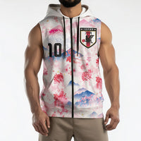 Custom Japan Football Sleeveless Zip Hoodie Cherry Blossom Mount Fuji Asian Dragon Graphic