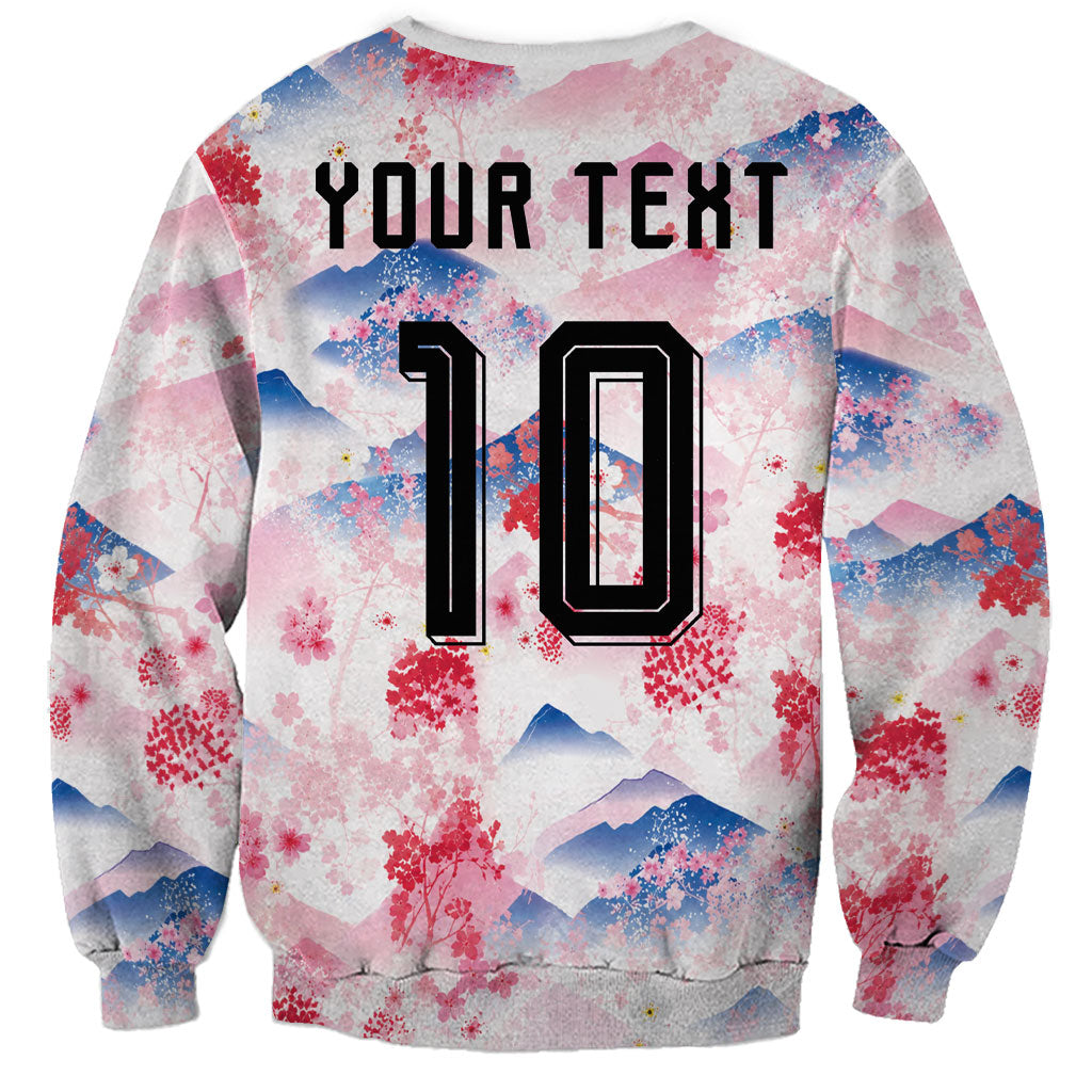 Custom Japan Football Sweatshirt Cherry Blossom Mount Fuji Asian Dragon Graphic