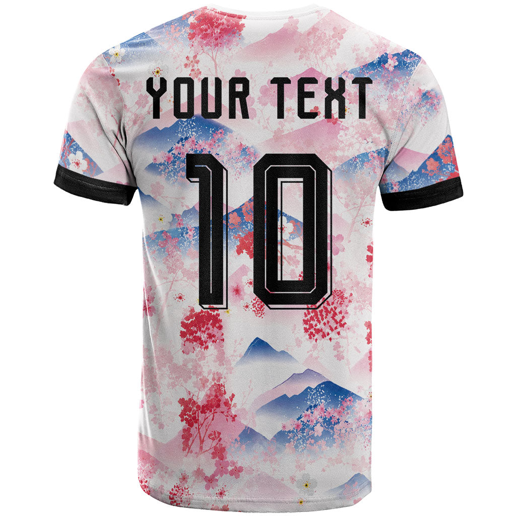 Custom Japan Football T Shirt Cherry Blossom Mount Fuji Asian Dragon Graphic